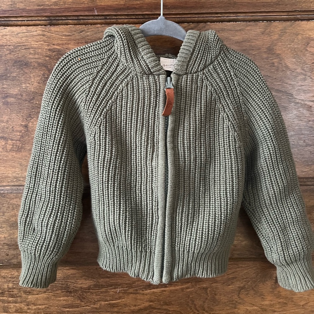 Goumikids Olive Knit Sweater with Hood